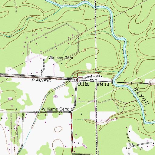 Topographic Map of Oilla, TX