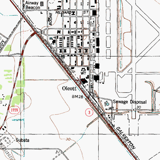 Topographic Map of Olcott, TX