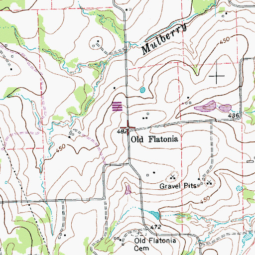 Topographic Map of Old Flatonia, TX