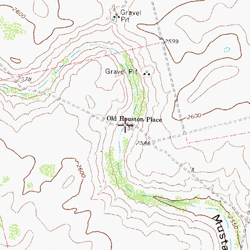 Topographic Map of Old Houston Place, TX
