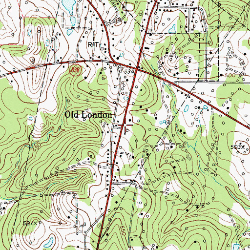 Topographic Map of Old London, TX