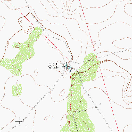 Topographic Map of Old Place Windmills, TX