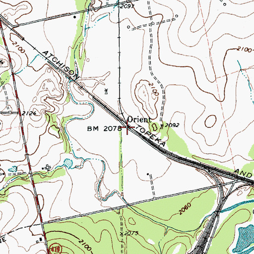 Topographic Map of Orient, TX