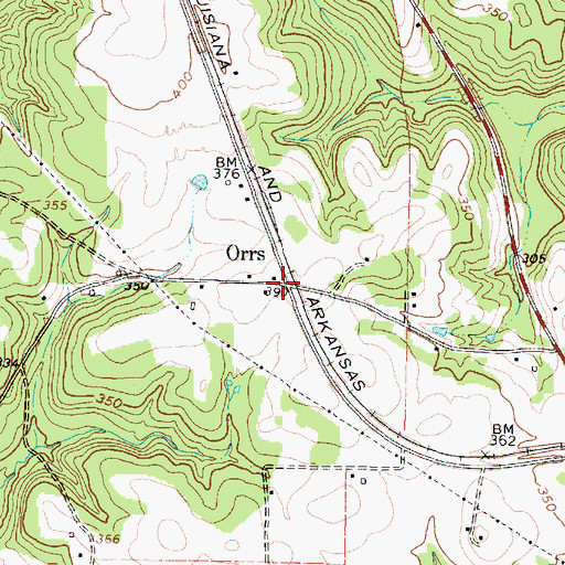 Topographic Map of Orrs, TX