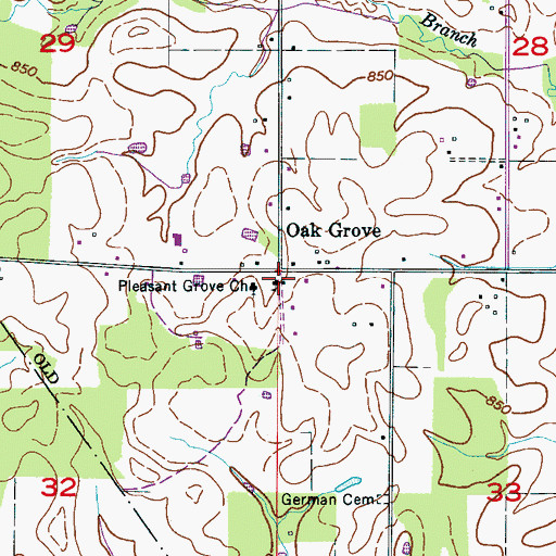 Topographic Map of Oak Grove School (historical), AL