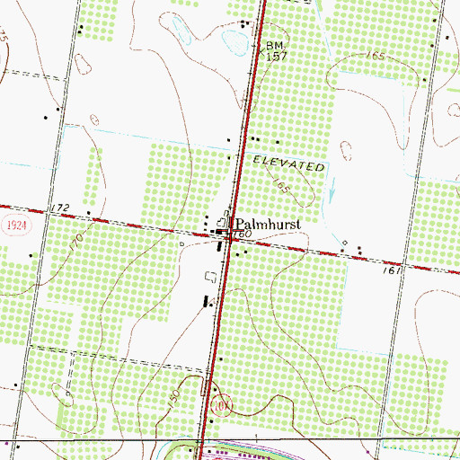 Topographic Map of Palmhurst, TX
