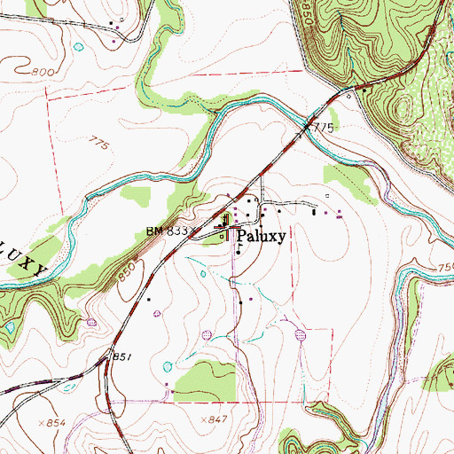 Topographic Map of Paluxy, TX