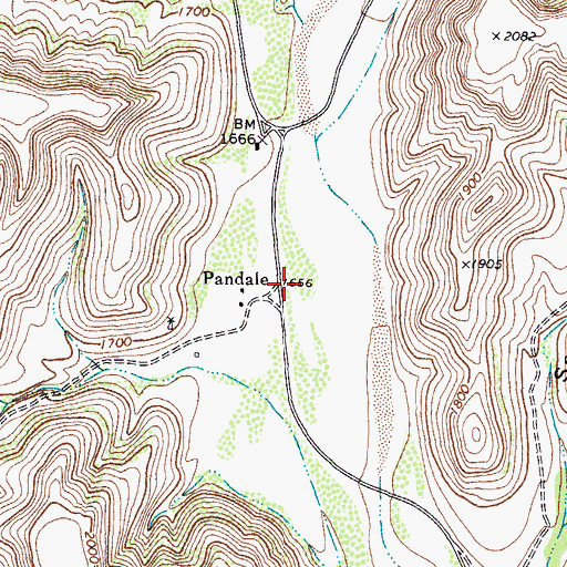 Topographic Map of Pandale, TX