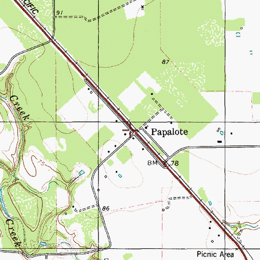 Topographic Map of Papalote, TX