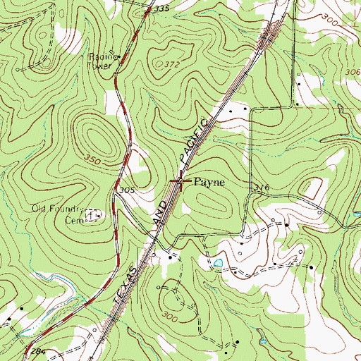 Topographic Map of Payne, TX