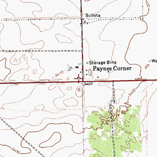 Topographic Map of Paynes Corner, TX