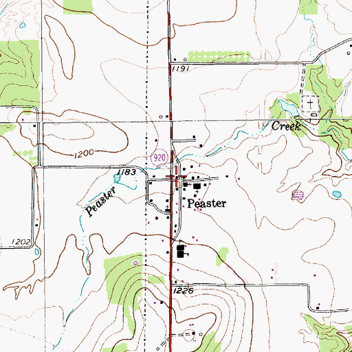 Topographic Map of Peaster, TX