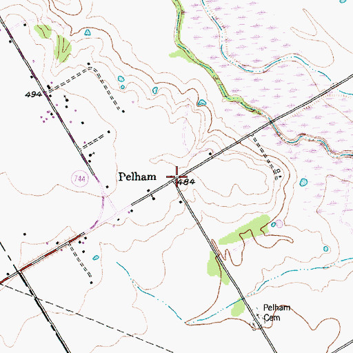 Topographic Map of Pelham, TX