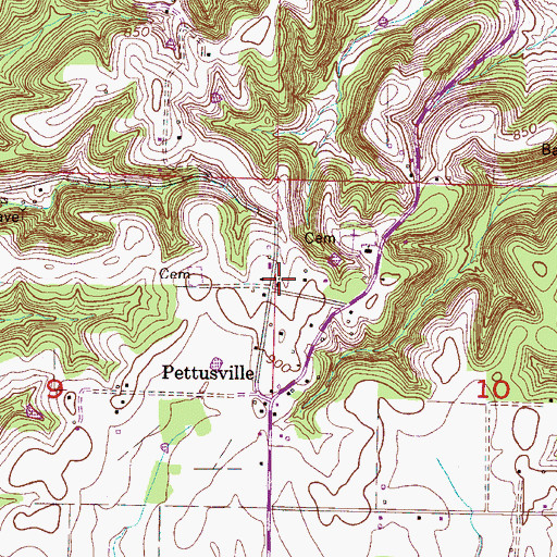 Topographic Map of Pettusville Church, AL