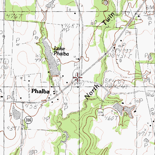Topographic Map of Phalba, TX