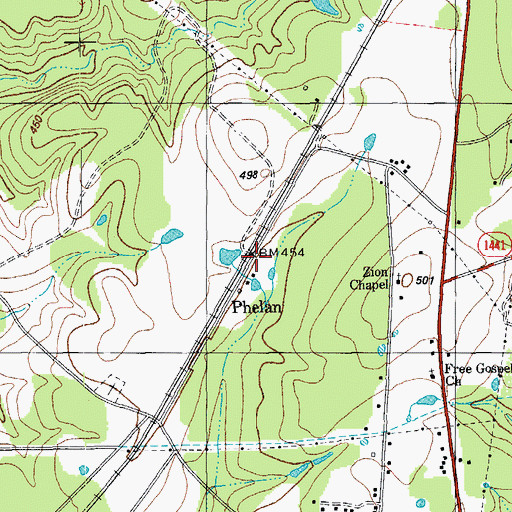 Topographic Map of Phelan, TX