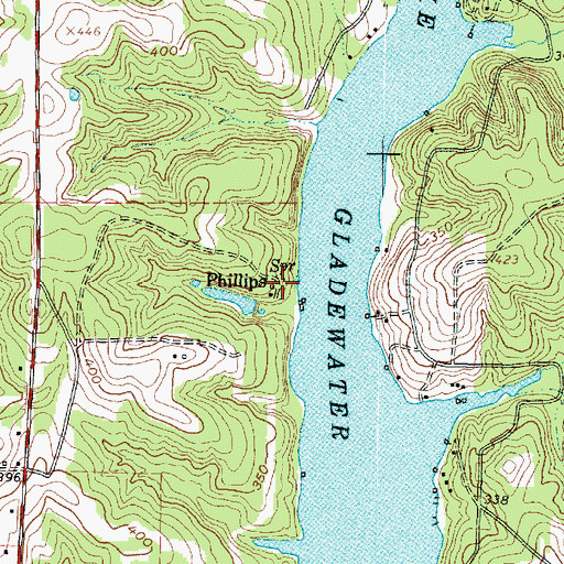 Topographic Map of Phillips, TX