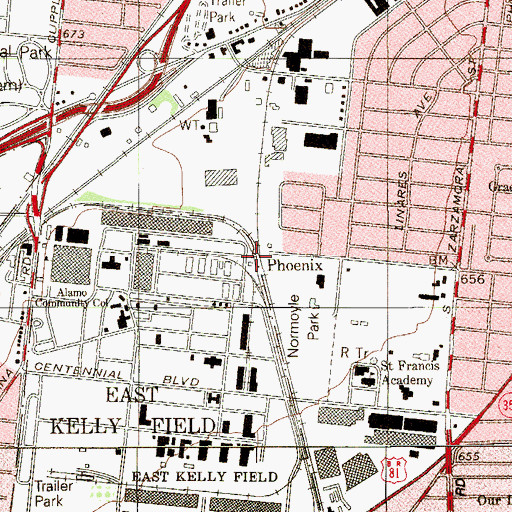 Topographic Map of Phoenix, TX