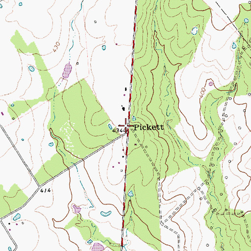 Topographic Map of Pickett, TX