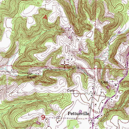 Topographic Map of Pettusville Church, AL