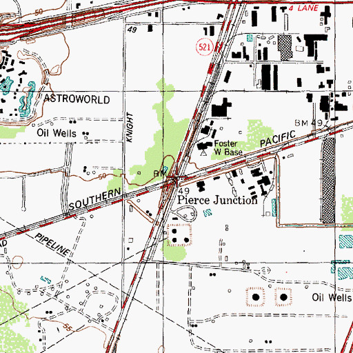 Topographic Map of Pierce Junction, TX