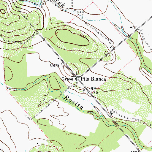 Topographic Map of Pila Blanca, TX