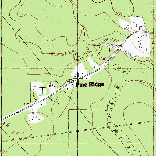 Topographic Map of Pine Ridge, TX