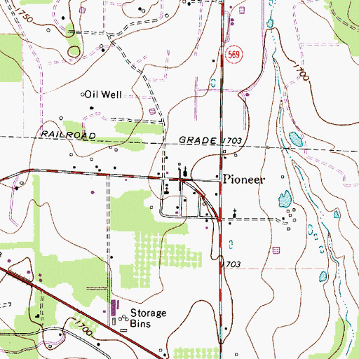 Topographic Map of Pioneer, TX
