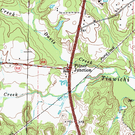 Topographic Map of Pitner Junction, TX
