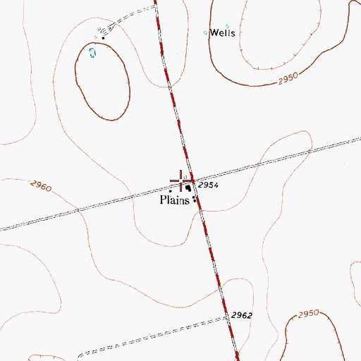 Topographic Map of Plains, TX