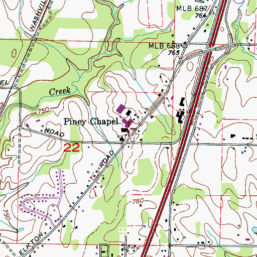 Topographic Map of Piney Chapel Junior High School, AL