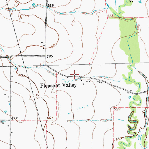 Topographic Map of Pleasant Valley, TX