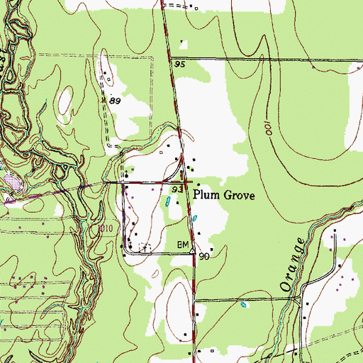 Topographic Map of Plum Grove, TX