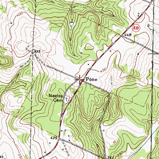 Topographic Map of Pone, TX