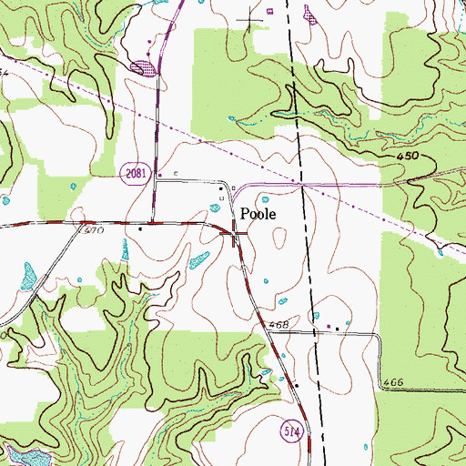Topographic Map of Poole, TX