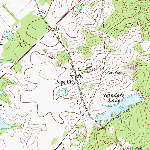 Topographic Map of Pope City, TX