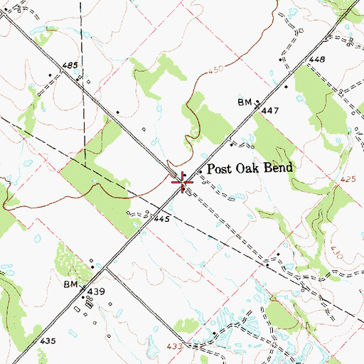 Topographic Map of Post Oak Bend, TX