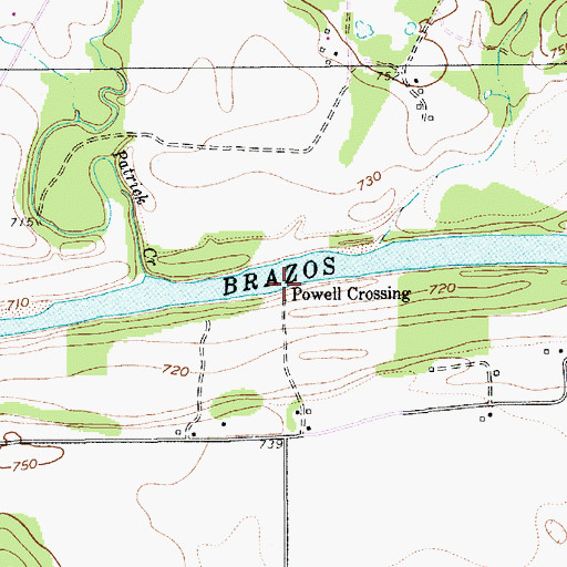 Topographic Map of Powell Crossing, TX