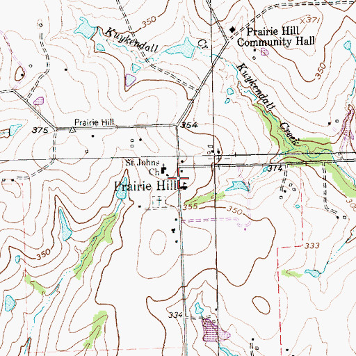 Topographic Map of Prairie Hill, TX
