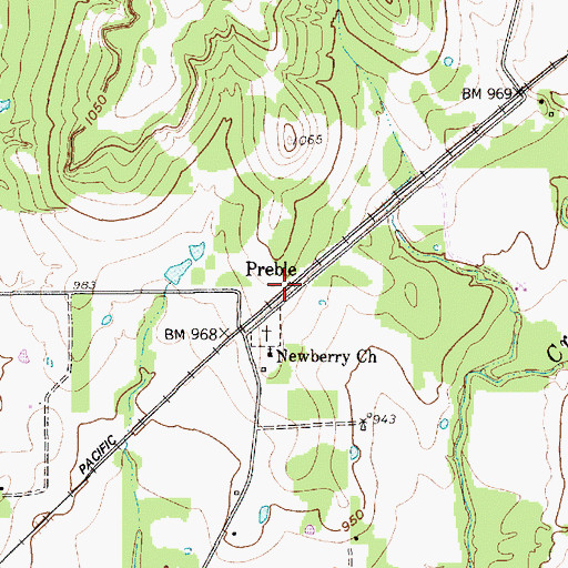 Topographic Map of Preble, TX