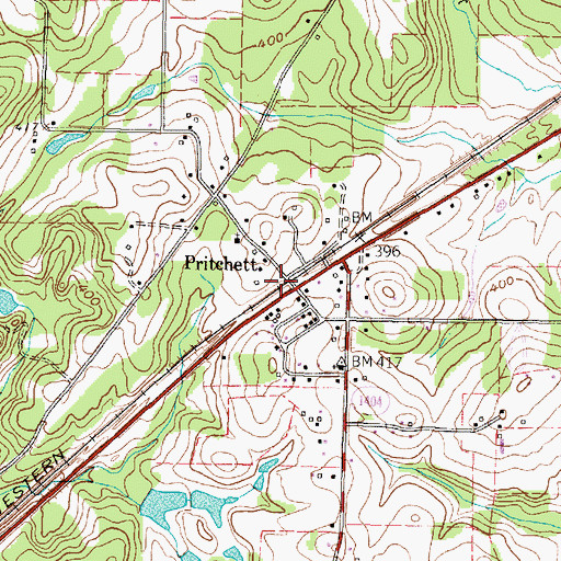 Topographic Map of Pritchett, TX