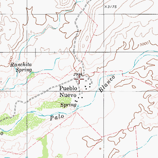 Topographic Map of Pueblo Nuevo, TX