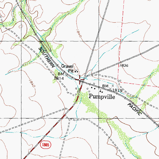 Topographic Map of Pumpville, TX
