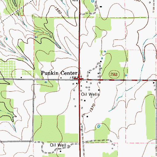 Topographic Map of Punkin Center, TX