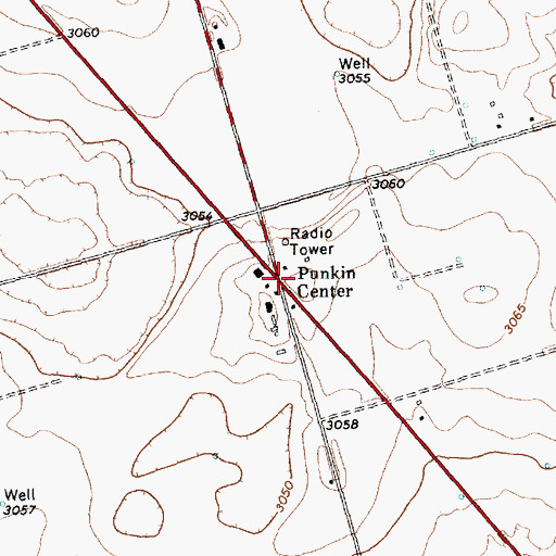 Topographic Map of Punkin Center, TX