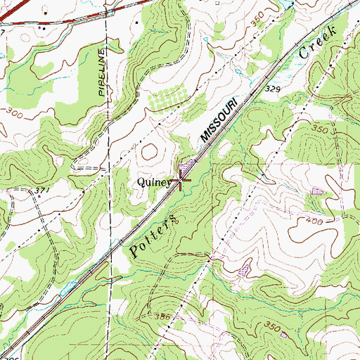 Topographic Map of Quiney, TX