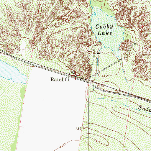 Topographic Map of Ratcliff, TX