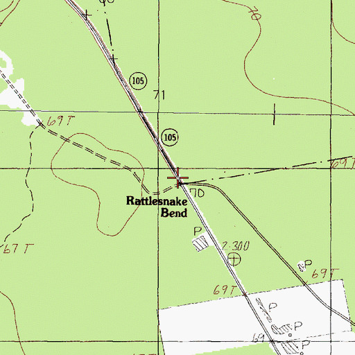 Topographic Map of Rattlesnake Bend, TX