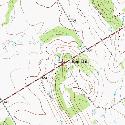 Topographic Map of Red Hill, TX