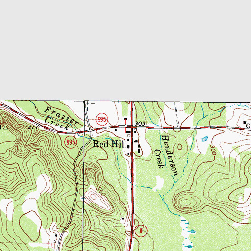 Topographic Map of Red Hill, TX